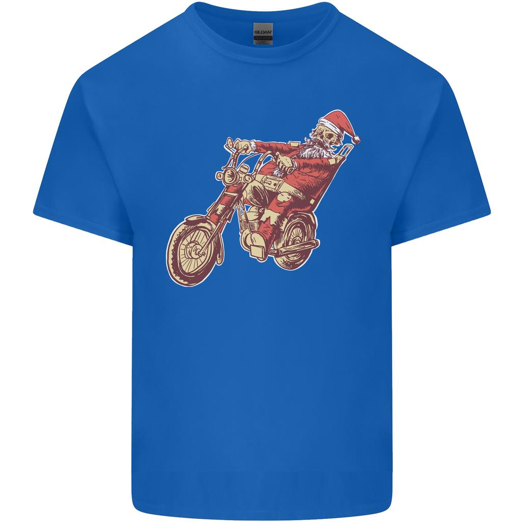Biker Santa Christmas Motorcycle Chopper Skull Unisexs Light Cotton TShirt