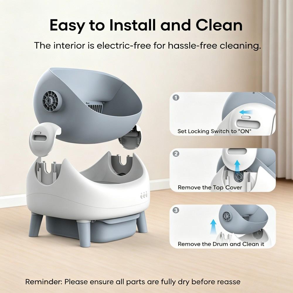Crigge MINI-C Intelligente Katzentoilette, Offene Oberseite, Selbstreinigendes System, WiFi App-Steuerung, Gesundheitsüberwachung, 35dB Ultra-Leiser Betrieb