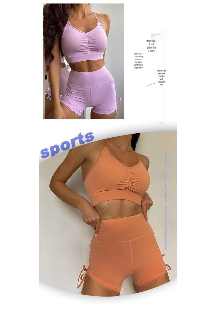Women's High Waist Yoga Shorts with Drawstring - European & American Style, Nude Feel Fitness Clothing