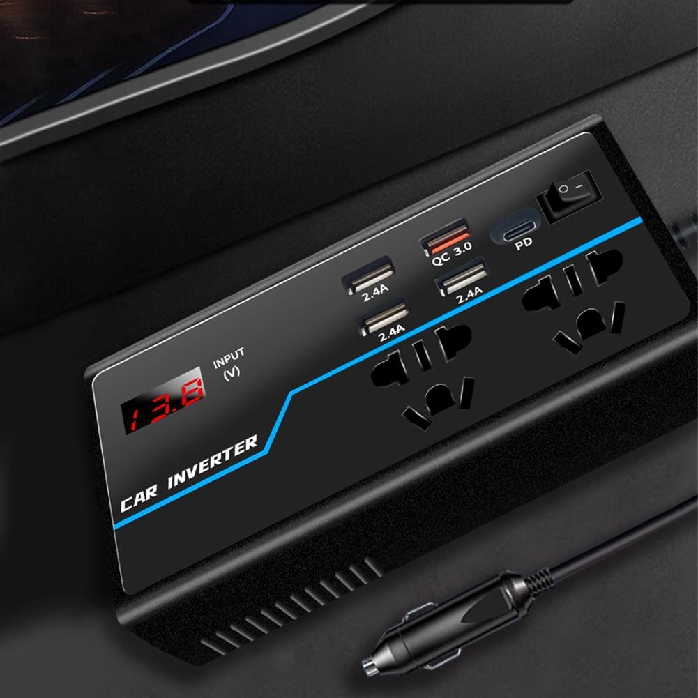 200W Car Power Inverter Fast Charger Car Voltage Converter Car Plug Adapter Outlet Converter for Road Trip Camping Charging
