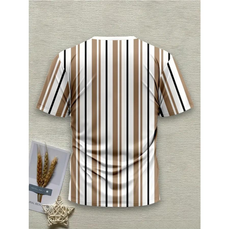 Men Letters Striped T Shirt Short Sleeve O-Neck TShirt Vintage Sport Casual Large Size T-Shirts Men’s