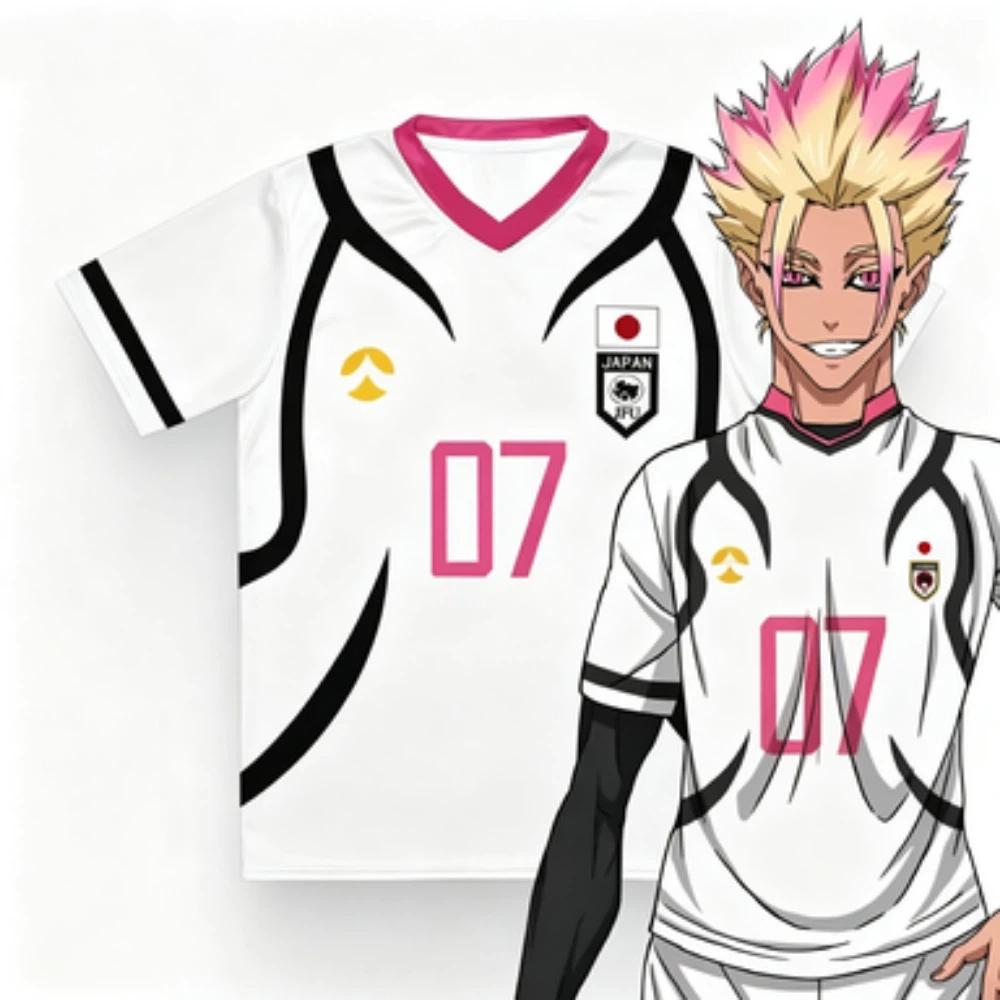 Blue Lock Anime Soccer Jersey Ryusei Shidou Itoshi Sae Unisex V-Neck Sports T-Shirt