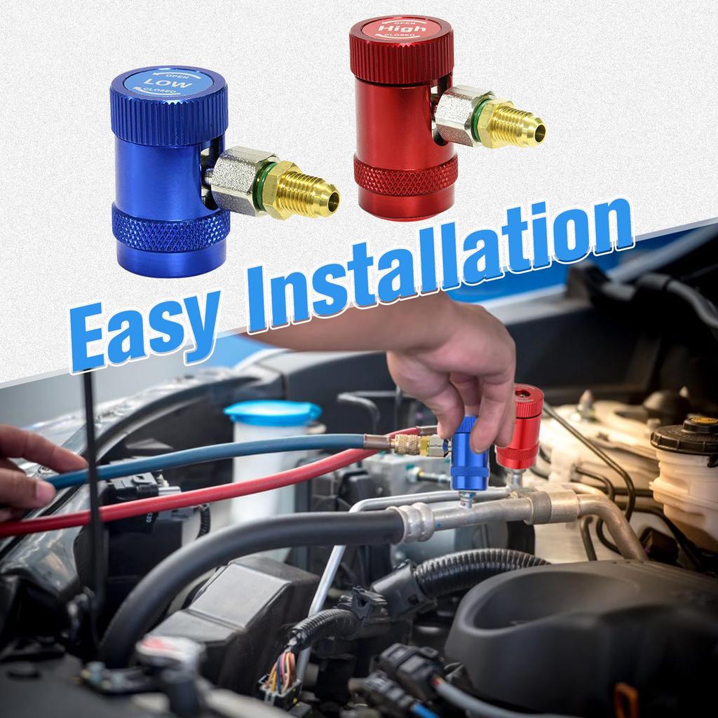R1234yf Quick Connector Adapter Auto AC High/Low Side R1234yf Quick Couplers Refrigerant Adapters Conversion Kit 2Pcs