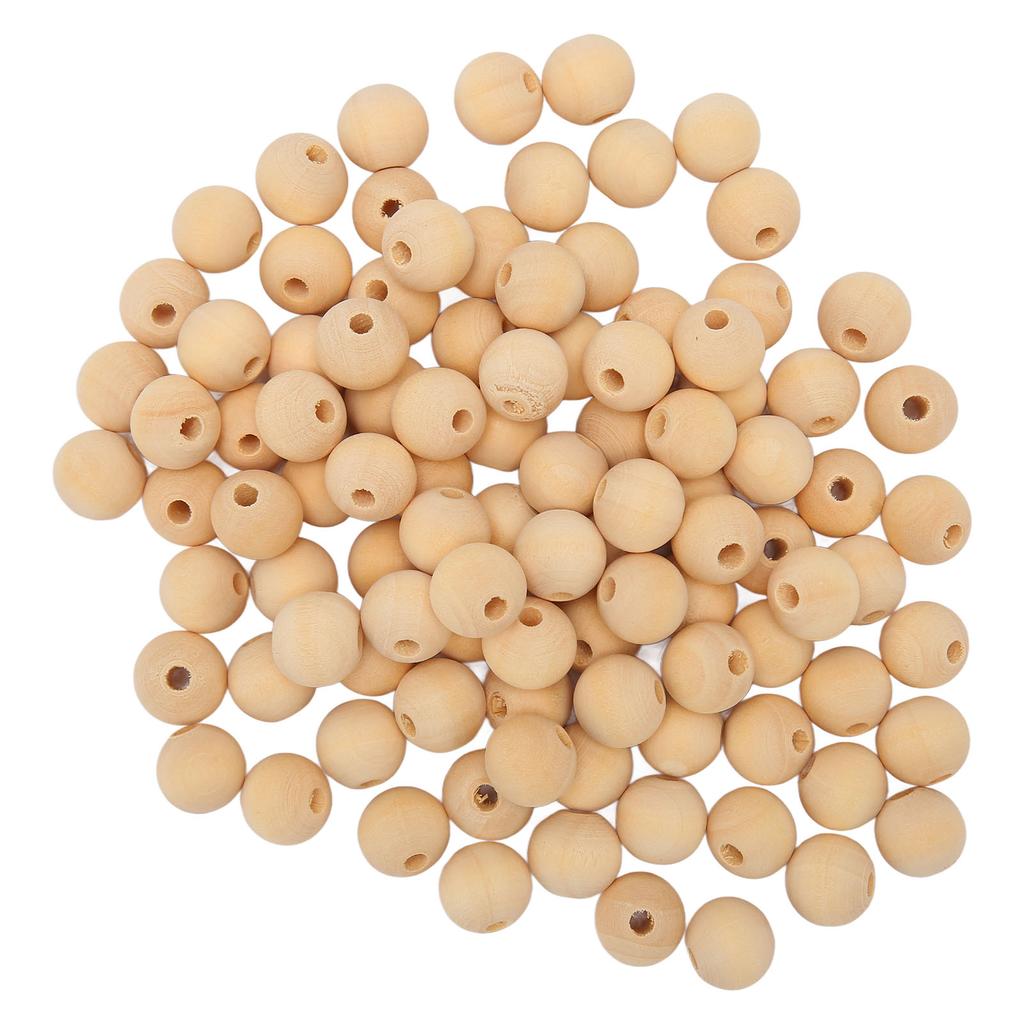 100pcs Wooden Beads Multipurpose 14mm DIY Hand Crafted Round Wood Beads for Necklace Garland