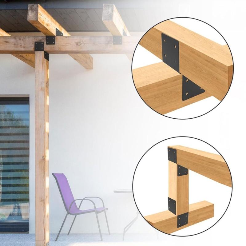4 Stuks Houten Huis Hanger Verbindingspaal Lichtpaal Stalen Frame Ankers Connector Paaldoppen Bevestigingsbeugel voor Paal aan Balk Einde Duurzaam