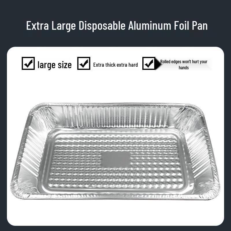 Fan Shun 9000ml Extra Large Disposable Aluminum Foil Trays for BBQ & Takeout, 50-Count (No Lid)
