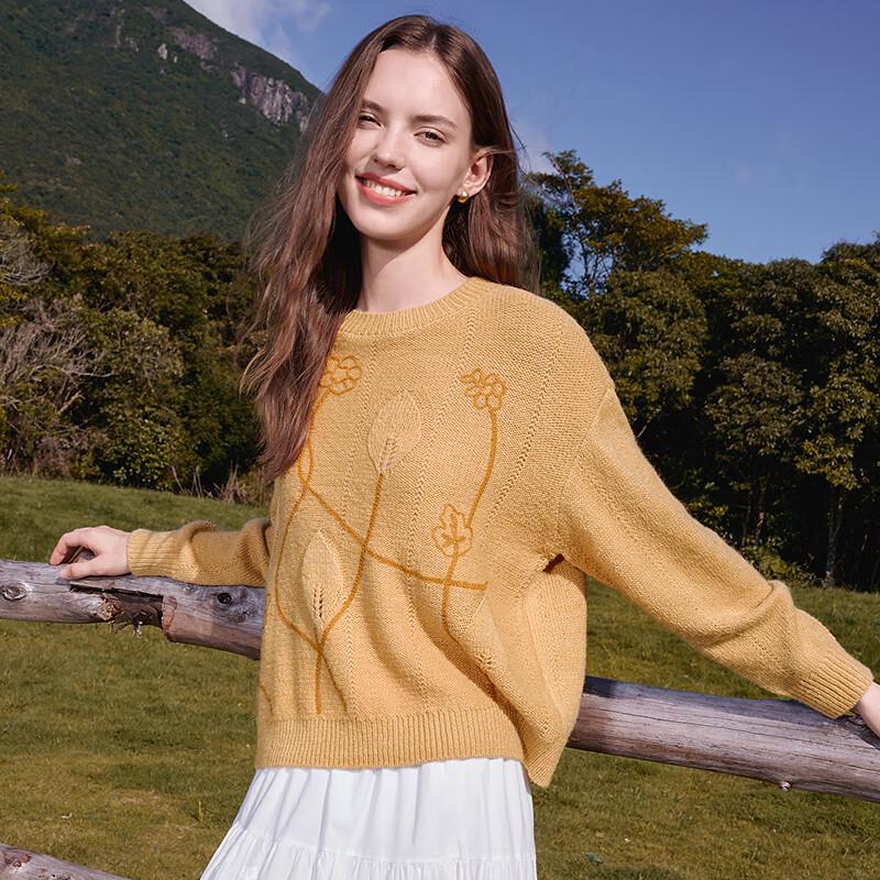Betu Women's 2025 Autumn Embroidered Knit Sweater