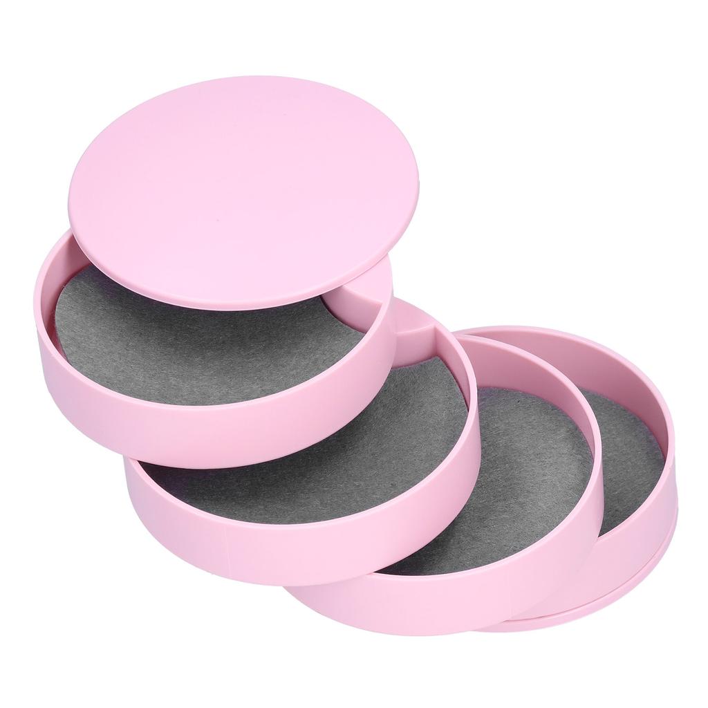 Mehrschichtige Schmuckschatulle Staubdichter Drehbarer Aufbewahrungsbehälter Organizer für Ornamente(Rosa 4-lagig)