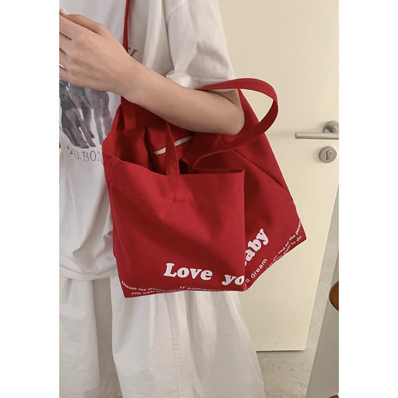 Korean version of casual large-capacity underarm bag women's 2025 new letter print tote bag shoulder shopping bag