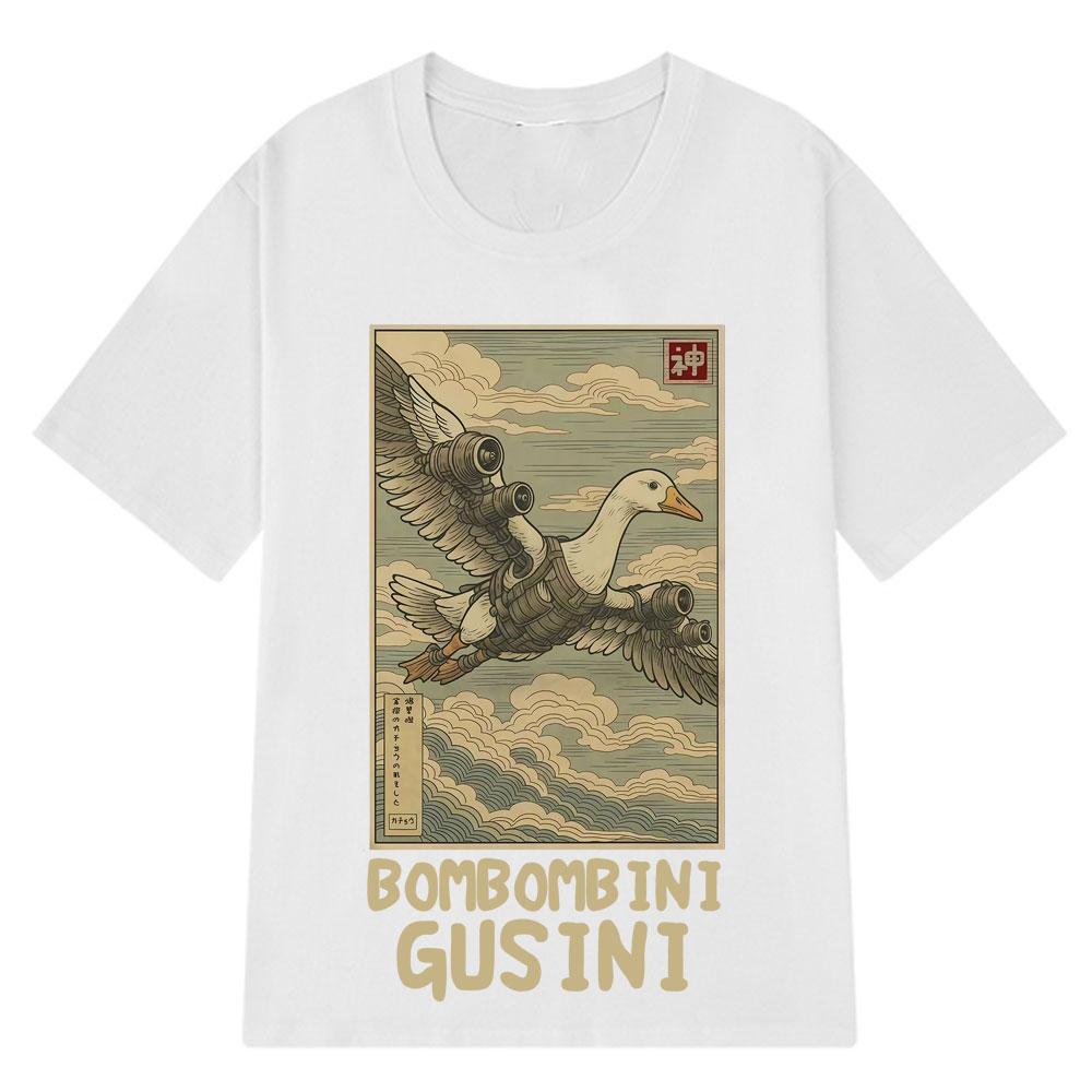 Bombombini Gusini Brainrot T-Shirt Funny Ukiyo-E Japanese Art Italian Brainrot Meme T Shirt Cotton Unisex Harajuku T-Shirts Tops