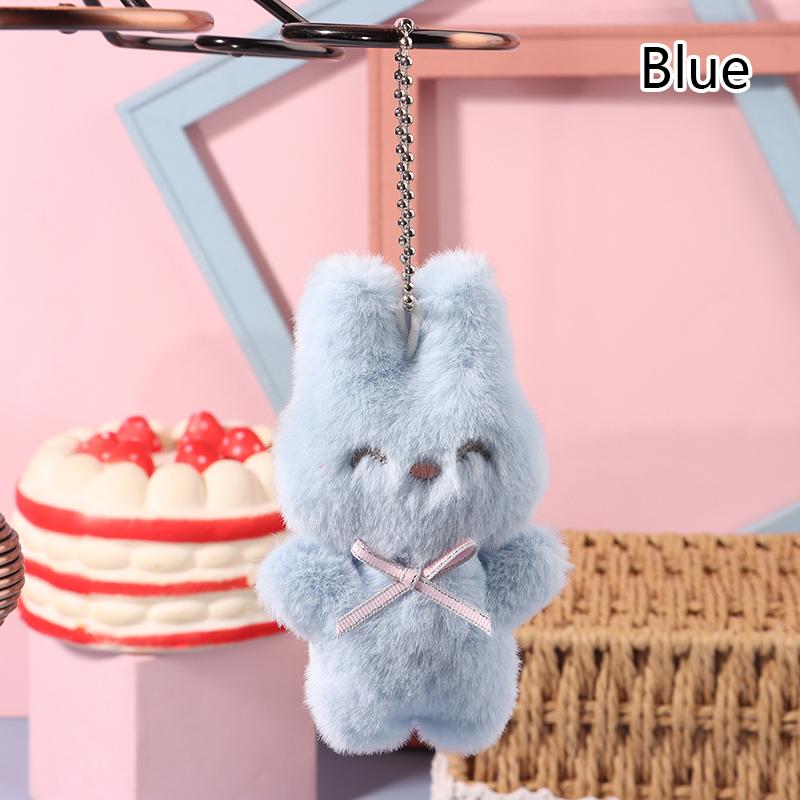 Cartoon Squinting Rabbit Plush Toy Bunny Doll Pendant Keychain Car Bag Decor