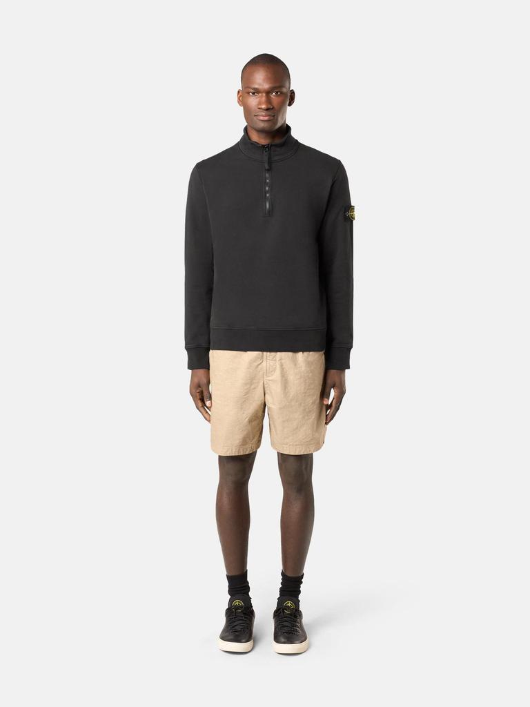 Stone Island Unisex Unifarbener Aufnäher Halber Reißverschluss Lockerer Pullover Hoodie