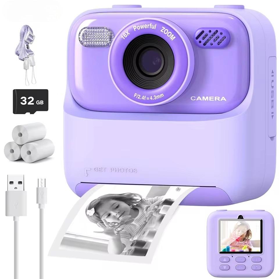 Kids Camera Instant 1080P HD Dual Lens Selfie Digital Camera for Girls Boys Christmas Birthday Gifts Toys with 32G Print