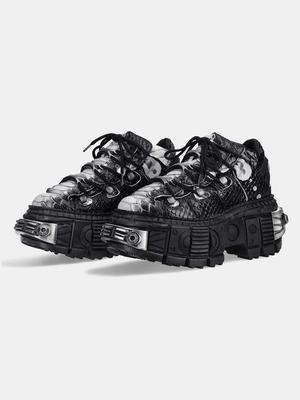 Hot Sale Metal Height Increasing Mid Calf Leather Boots Black All-match Design Boots Round Toe Thick Sole Cross Tied Shoes Punk