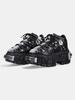 Fashion Hot Sale Metal Height Increasing Mid Calf Leather Boots Black All-match Design Boots Round Toe Thick Sole Cross Tied Shoes Punk