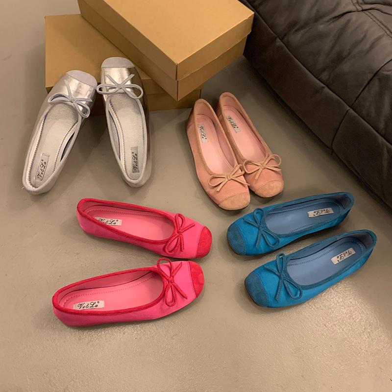 Silver Ballet Soft-soled Single Shoes for Women's 2025 Spring New French Evening Breeze Gentle Flat-bottomed Light-mouth Beanie Ladyshoes