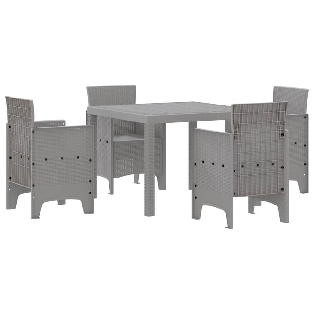 Garden Dining Set 5 pcs Light Gray Polypropylene