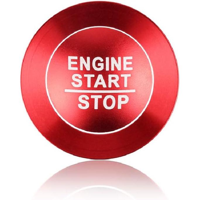 LECART Push to Start Button Stickers Fit for Jeep Grand Cherokee 2014-2024 Metal Decal Covers Auto Interior Decor Accessories Metal Decal Trims Red 2