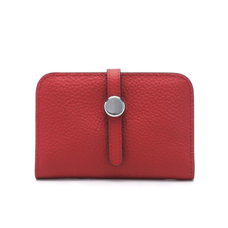 New Wallet Women's Short Genuine Leather Fashion Top Layer Cowhide Ultra-thin Strap Women's Wallet Cowhide Suit Clip