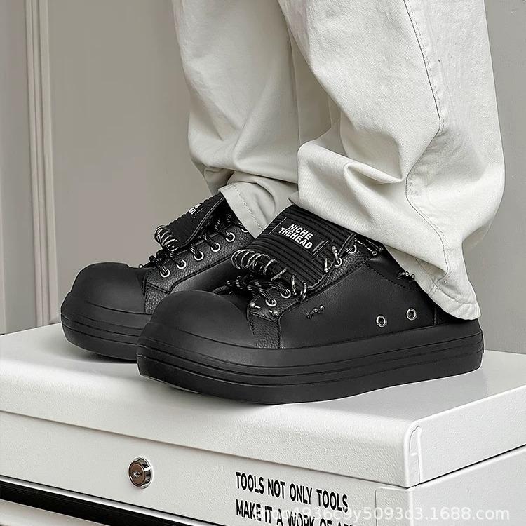 Raccoon marshmallow big head shoes women's summer punk y2k yabi niche black heightening bread platform shoes trendy brand