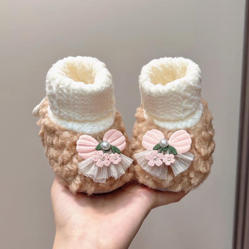 

Velvet Lined Non-slip Baby Floor Shoes: Warm Walker Socks with Soft Soles for Autumn/Winter M Inner Length 11.5cm, 5-10 months