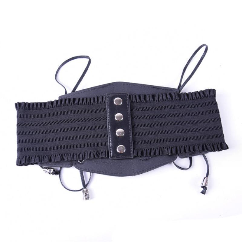 Lace Strap Leather Waist Seal Outer Cover Women's Decoration Body Sculpting European and American Retro Elastic Waist
