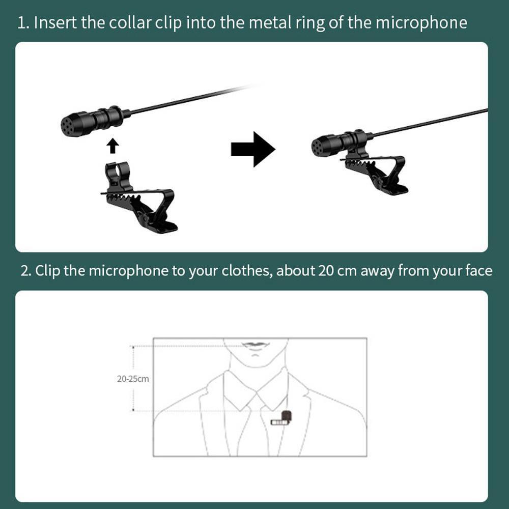 Omnidirectional Microphone Clip-on Condenser for iOS Android Phones Tablets Portable Recording Microphone