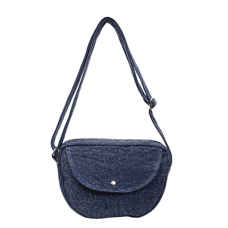 

2025 summer new denim casual small satchel Japanese and Korean simple foreign style solid color women s shoulder messenger bag