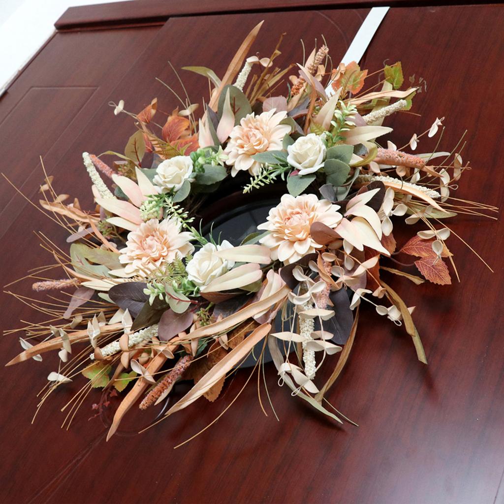 Lifelike Silk Flower Wreath with Foliage Charming Artificial Flower Wreath Adornment for Festive Celebrations or Events