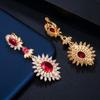 Indian Red Zircon Vintage Bridal Long Wedding Earrings Jewelry