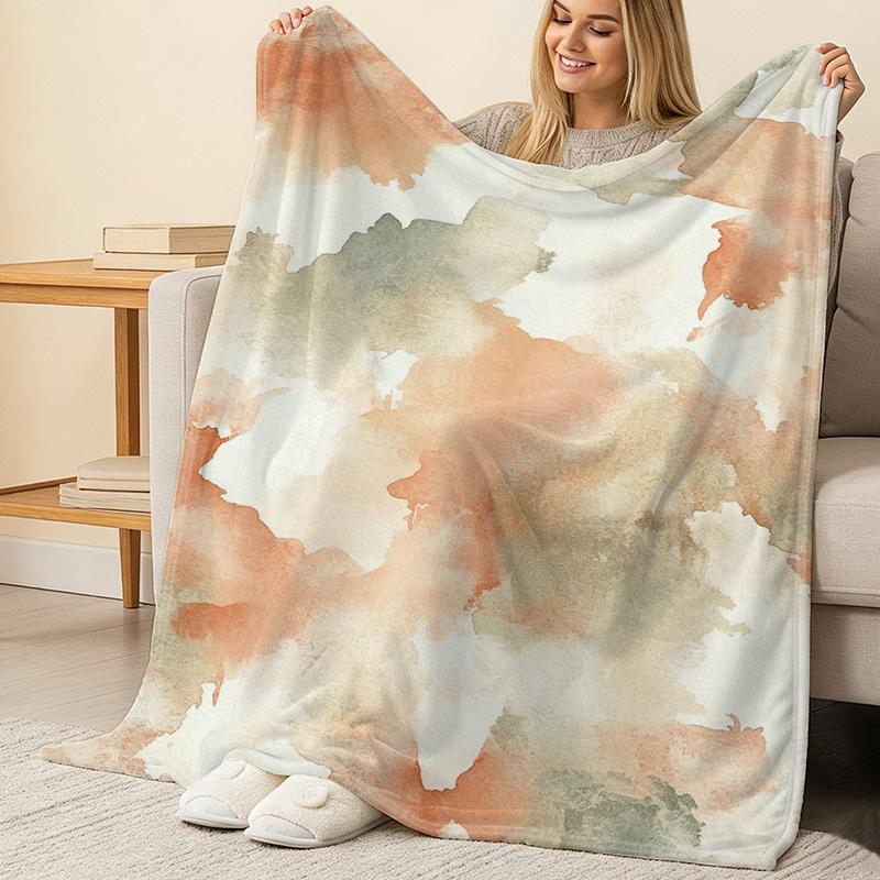 Cozy Watercolor Flannel Throw Blanket – Lightweight, Not Heavy, Skin-Friendly – Ideal for Home, Window Sill Decor, Christmas & Halloween Warm Vibe