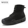 WOTTE Herren Canvas Schuhe High Top Stiefeletten Militärisch Taktische Herrenstiefel Herren Sneaker Alle Jahreszeiten Herren Damen Freizeitschuhe