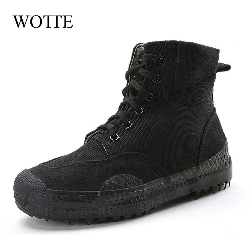 WOTTE Herren Canvas Schuhe High Top Stiefeletten Militärisch Taktische Herrenstiefel Herren Sneaker Alle Jahreszeiten Herren Damen Freizeitschuhe