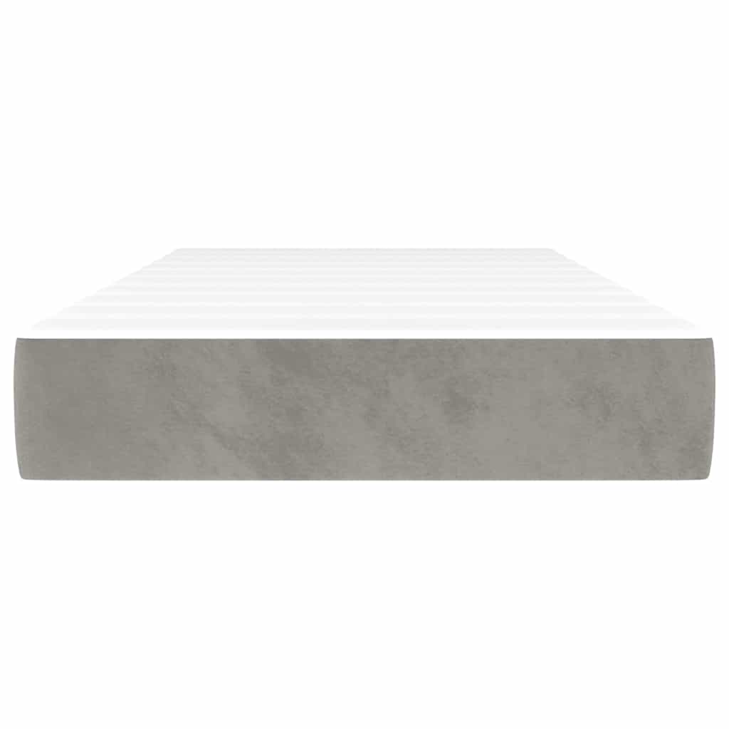 Pocket Spring Mattress for Children Medium Firm Light Grey 80 x 160 cm Velvet