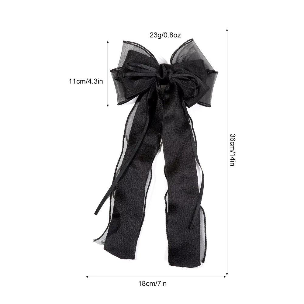 Lace Bow Ribbon Hair Clips Long Tails Ribbon Satin Hairpins Elegant Coquette Barrettes Women Girls