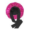 Double Layer Satin Sleeping Cap Solid Color Women Braids Long Curly Hair Night Sleep Cap Large Round Silk Hair Bonnet with Tie Band