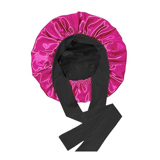Double Layer Satin Sleeping Cap Solid Color Women Braids Long Curly Hair Night Sleep Cap Large Round Silk Hair Bonnet with Tie Band