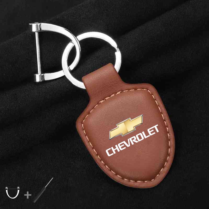 

For Chevrolet Spark Captiva Cruze Tracker Orlando Trax Accessories Car Shield Leather Keychain Key Ring Pendant Holder Gift