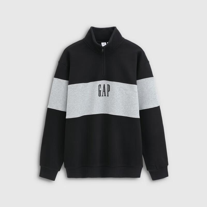 Gap Unisex Color-Block Logo Half-Zip Fleece Stand-Collar Sweatshirt