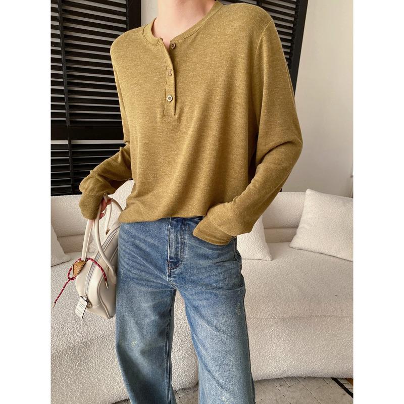 Sinan Early Spring Casual Henley Long Sleeve Shirt SN8549 Medium зелёный