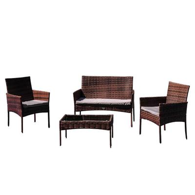 Garden Furniture Set For 4 People With Cushions Ferani Fiji Zh-105-Br S2 100X57 + 2F + Sto 71X40X39 Brown/Gray N