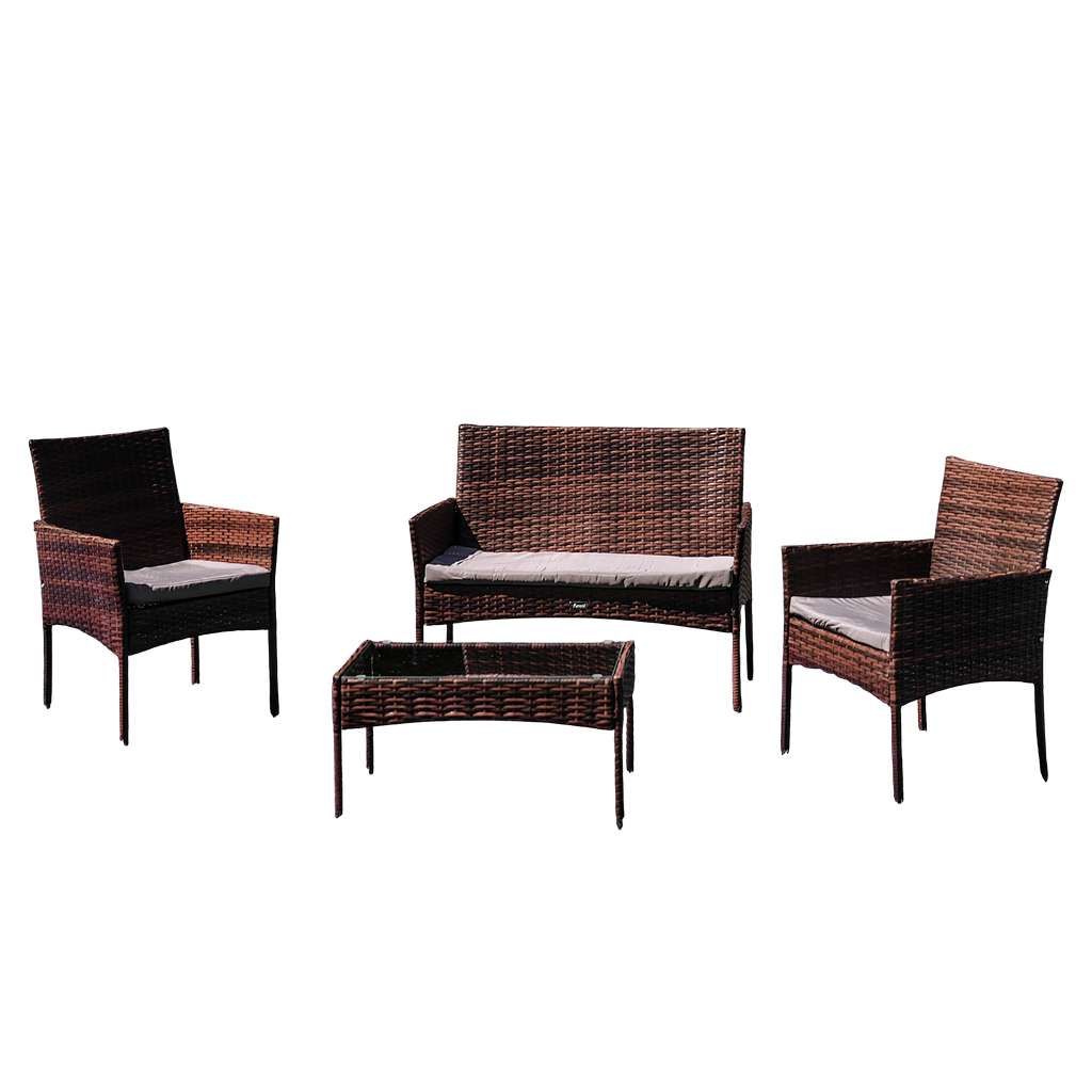 Garden Furniture Set For 4 People With Cushions Ferani Fiji Zh-105-Br S2 100X57 + 2F + Sto 71X40X39 Brown/Gray N