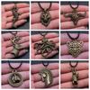 Collier Animal Cuir Noir Éléphant Loup Dragon Cheval Gecko Lézard Pendentif Collier Pour Femmes Hommes Garçon Filles