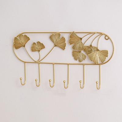 Multipurpose Ginkgo Leaf Metal Coat Hooks Iron Art Heavy Duty Key Holder Golden Nordic Style Coat Hanger Bedroom