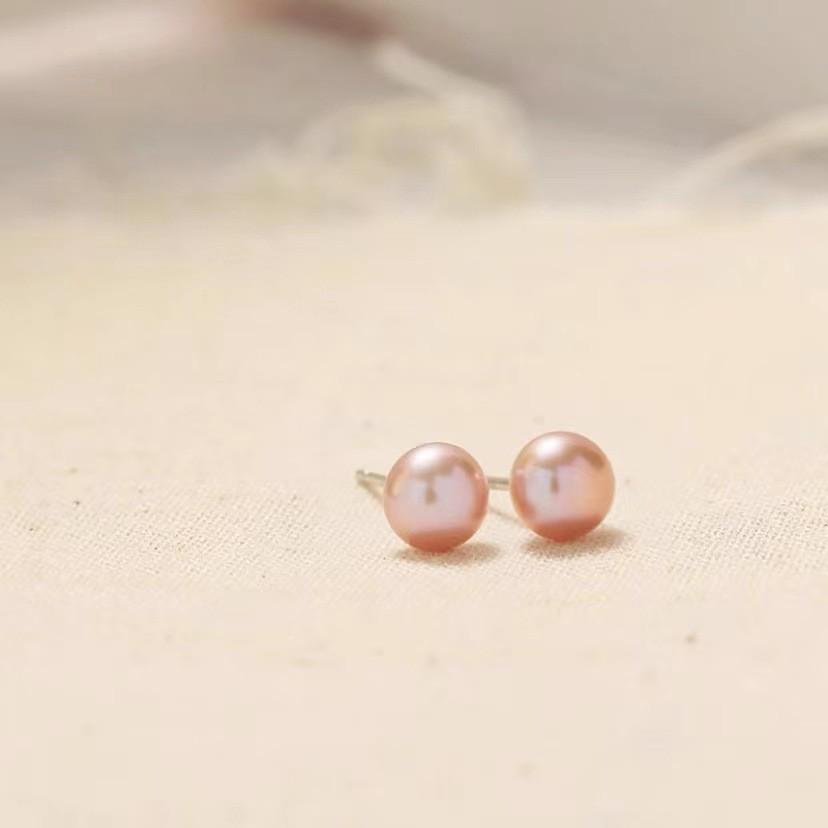 Natural Freshwater Pearl Sterling Silver Stud Earrings - Women's Simple and Versatile Jewelry
