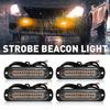 4PCS Amber 12LED Truck Car Warning Hazard Flashing Beacon Strobe Light Bar