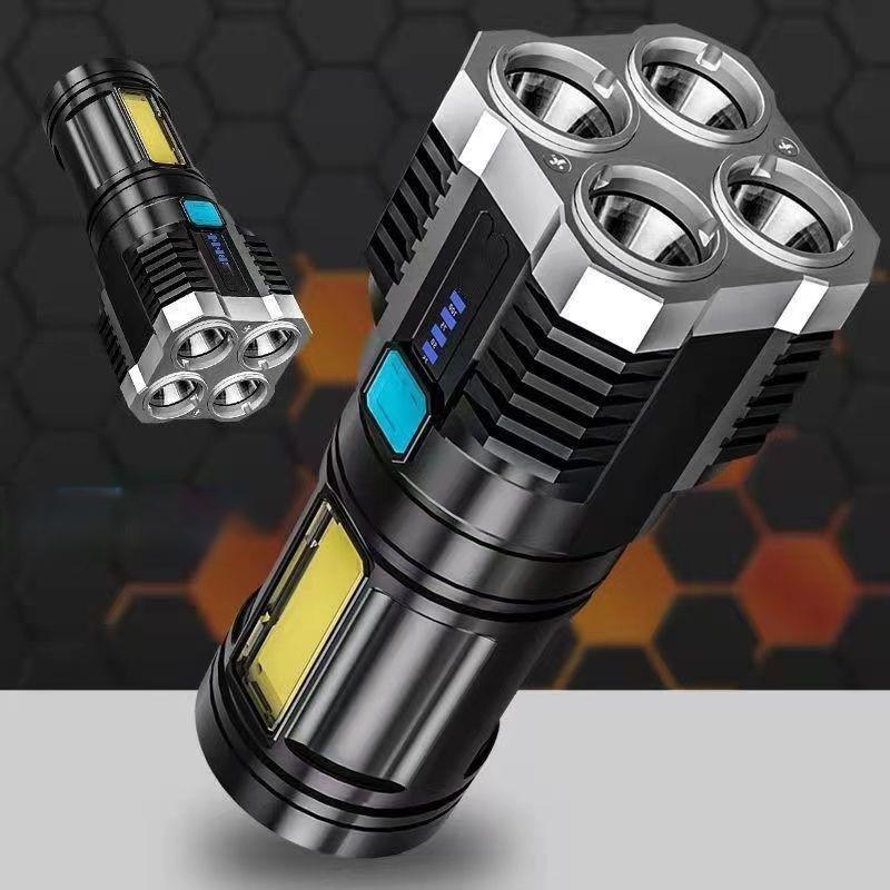 Rechargeable Led Flashlight Super Bright Mini Work Light 3 Modes Waterproof Portable Cob Tactical Torch Zoomable Camping Lantern