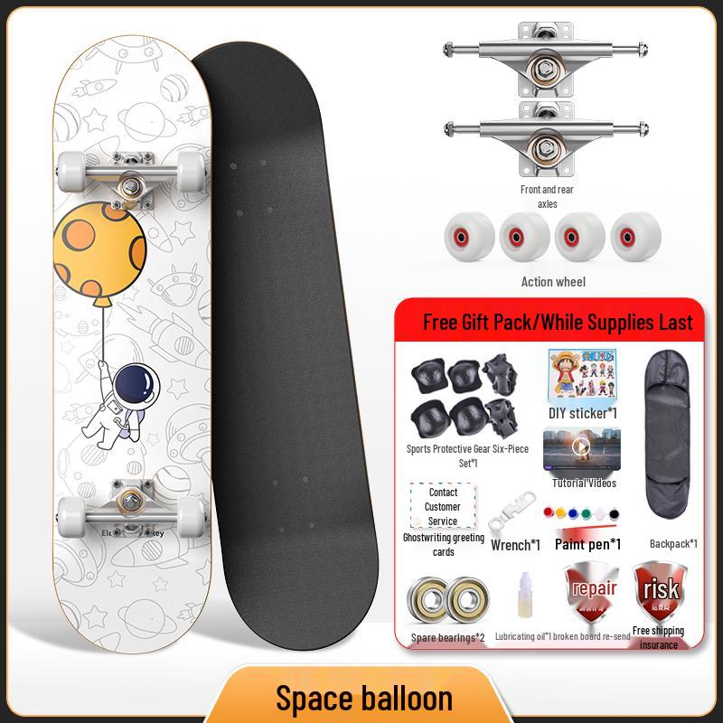 Beginner Entry-Level Double Rocker Skateboard for Street Cruising - Professional Short Board for Boys, Girls, and Adults