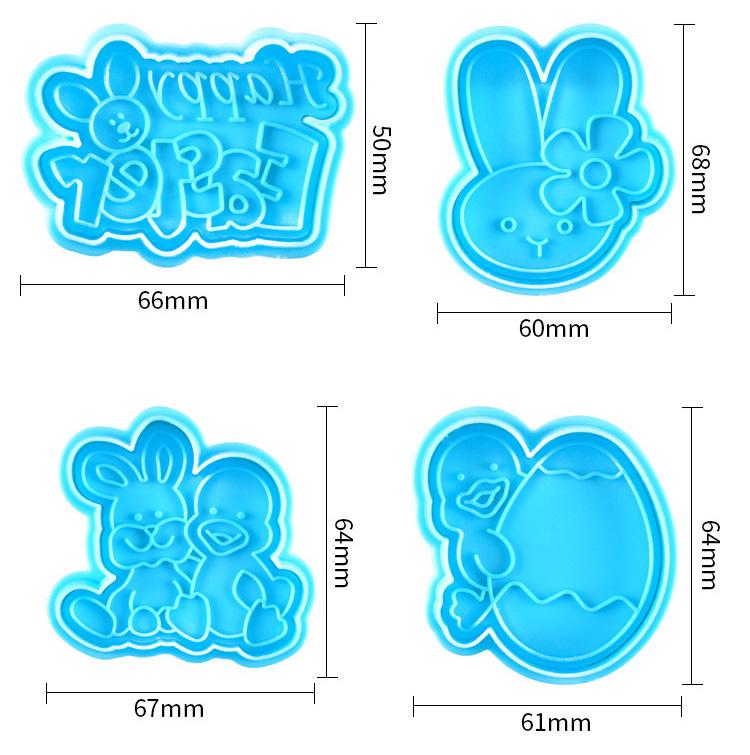 4 sztuk Cookie Stamp foremka do ciastek 3D Cookie tłok Cutter DIY forma do pieczenia wielkanocny królik foremki do ciastek na narzędzia kuchenne