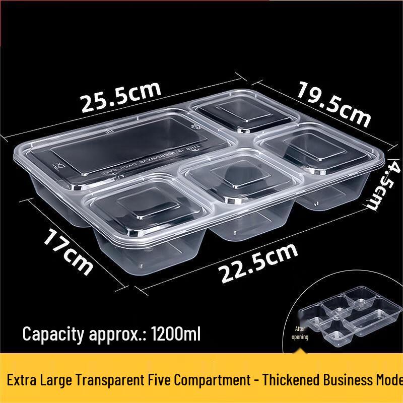 JINGRX Disposable 5-Compartment Meal Box